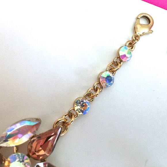 Rhinestone Necklace Pierced Dangle Earrings NEW from Greece - Picture 9 of 14